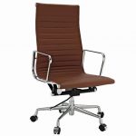 Classic Thin Pad Office Chair Brown Leather - High Back - DECOMICA