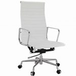 Classic Thin Pad Office Chair White Leather - Replica - High Back - DECOMICA