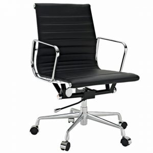 Classic Thin Pad Office Chair Black Leather - Low back - DECOMICA