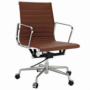 Classic Thin Pad Office Chair Brown Leather - Low back - DECOMICA