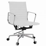 Classic Thin Pad Office Chair White Leather - Low back - DECOMICA