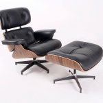 Classic Lounge Chair And Ottoman Replica Black Leather Rose Wood - DECOMICA