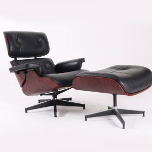 classic Lounge Chair And Ottoman - Black - Dark Wood Rose wood - Normal Base - DECOMICA