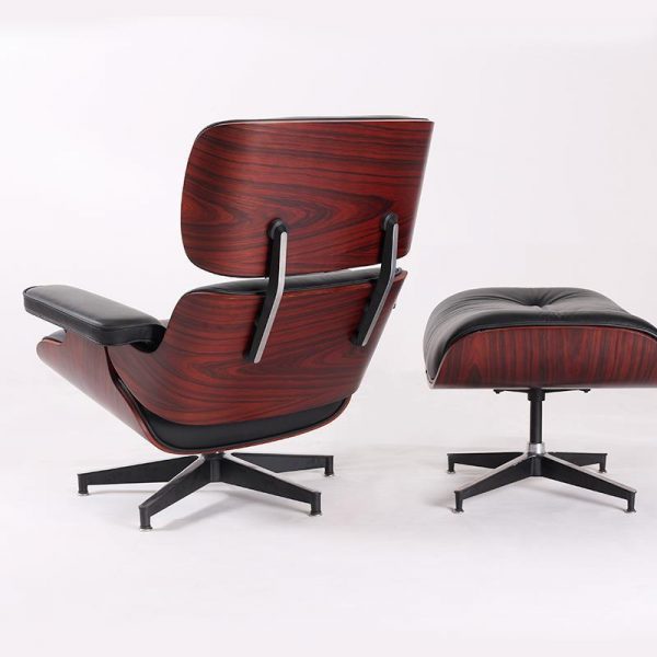 Charles Eames Replica Lounge Chair And Ottoman - Black - Dark Wood Rose wood - Normal Base - DECOMICA