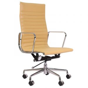 Classic Thin Pad Office Chair Camel Leather - High Back - DECOMICA