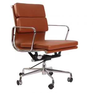 Classic Soft pad Office Chair Tan Brown Leather - Low back - DECOMICA