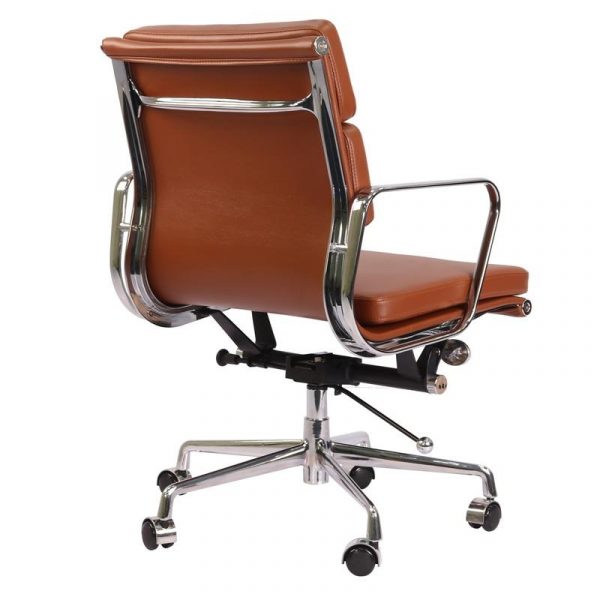 Eames  Softpad Office Chair Tan Brown Leather - Replica - Low back - DECOMICA