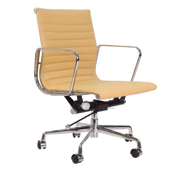 Classic Thin Pad Office Chair Camel Leather - Low back - DECOMICA