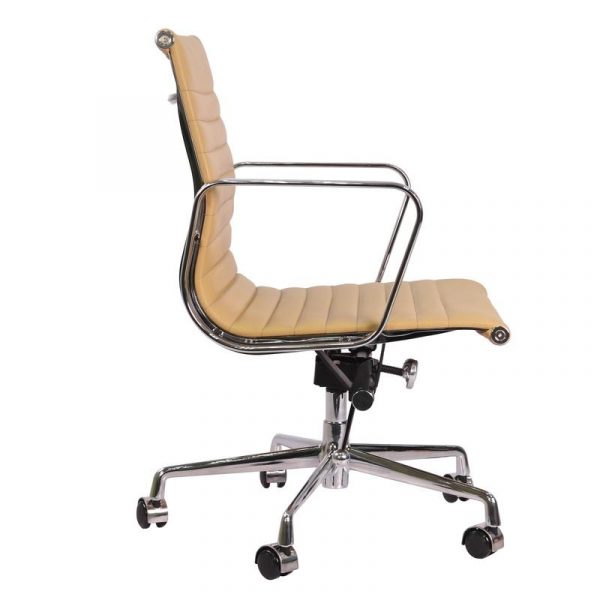 Eames  Thin Pad Office Chair Camel Leather - Replica - Low back - DECOMICA