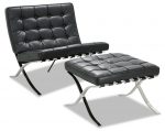 Premium Barcelona Chair and Ottoman Black set