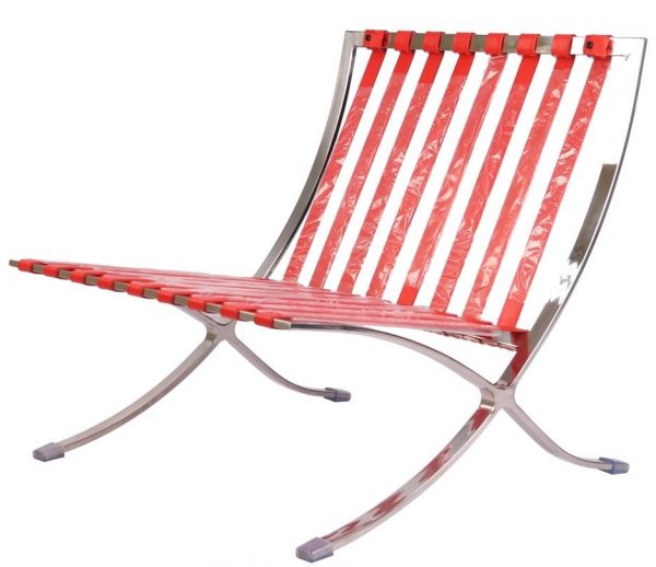 Premium Barcelona Chair Red - Mies Van Der Rohe Replica - DECOMICA