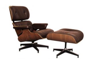 Classic Lounge Chair And Ottoman Replica Chocolate Leather - Walnut - DECOMICA